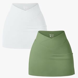 OQQ Women 2 Piece Yogs Skirts Basic Versatile Stretchy Casual